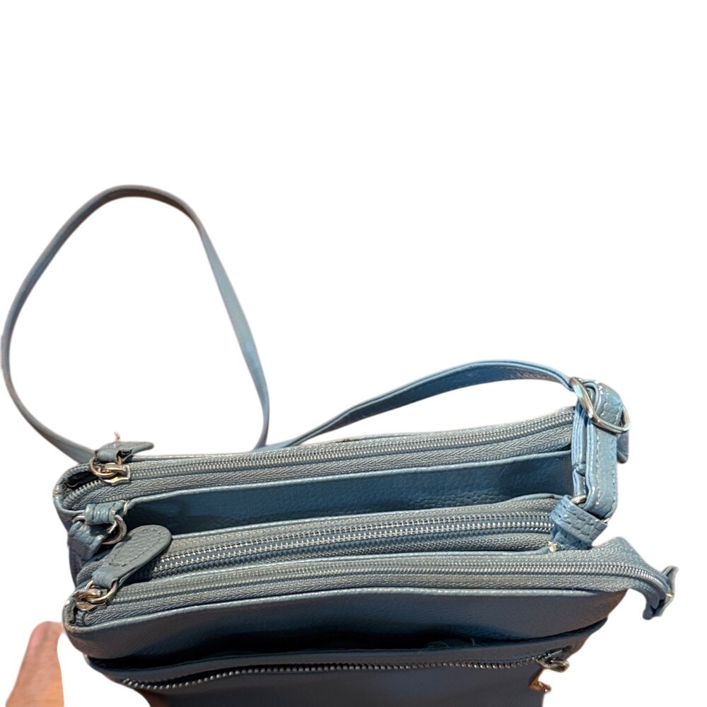 Giani Bernini Baby Blue Leather‎ Crossbody Bag Mini Minimalist Vacation - Picture 12 of 14